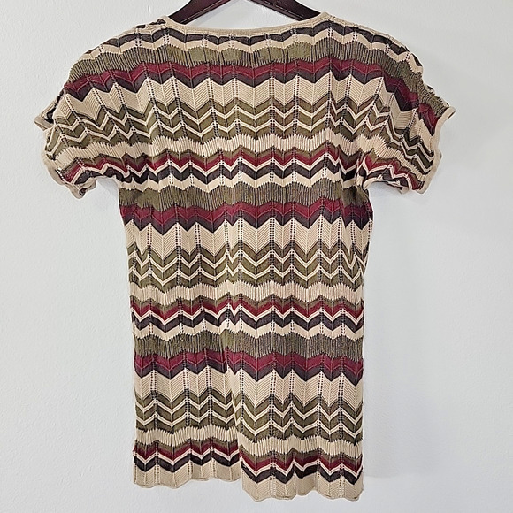 Calvin Klein Women’s Small Chevron Knit Sweater Top Y2K Style Short Sleeve - Picture 5 of 7